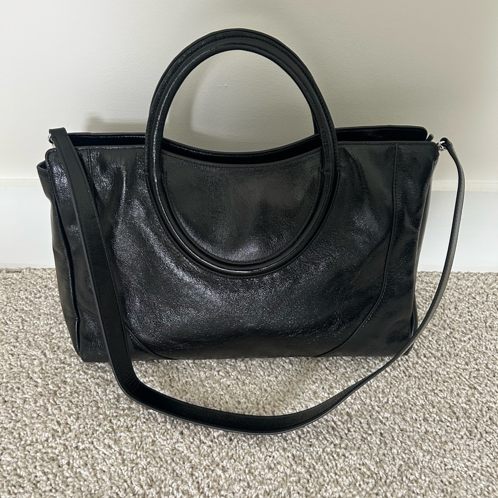 STAUD Glossy Black Shoulder Bag